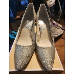 Michael Kors Women's MK-Flex Mid Pump Round Toe SilverSparkle Metallic Sz: 8 M